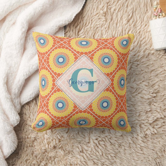 Personalised Tiled Aegean Summer Radiant Mandala Cushion (Blanket)