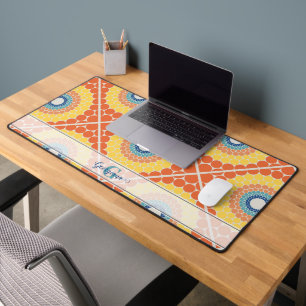 Personalised Tiled Aegean Summer Radiant Mandala Desk Mat