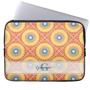 Personalised Tiled Aegean Summer Radiant Mandala Laptop Sleeve