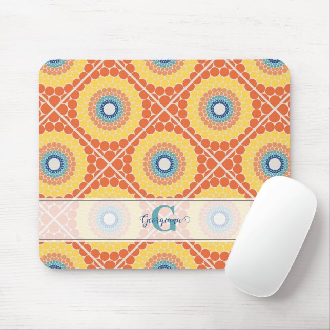 Personalised Tiled Aegean Summer Radiant Mandala Mouse Pad (With Mouse)