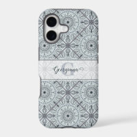 Personalised Tiled Floral Harmony Grey Mandala