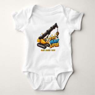 Personalised Tiny Heavy Lifter Crane Baby Bodysuit