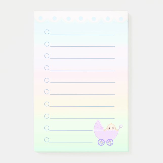 Personalised To Do List & Baby Stroller Post-it No Notes (Front)