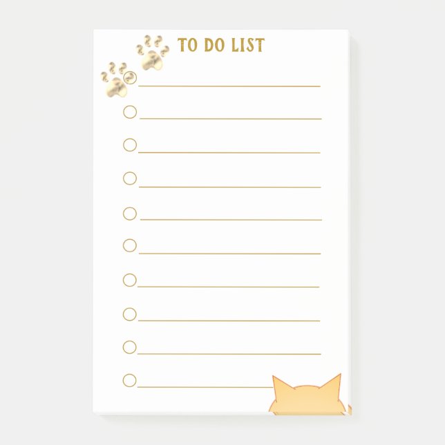 Personalised To Do List & Cat Paws Post-it Notes (Front)