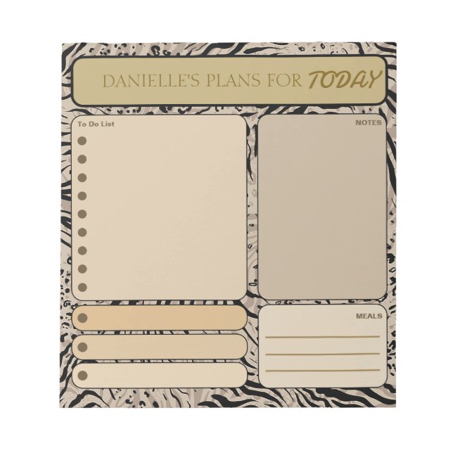 Personalised To Do List Daily Planner Leopard  Notepad (Front)