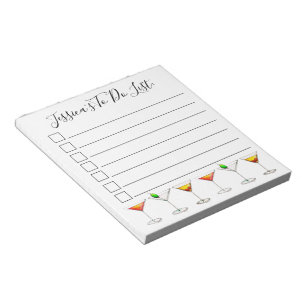 Personalised To Do List Martini Cosmo Manhattan Notepad
