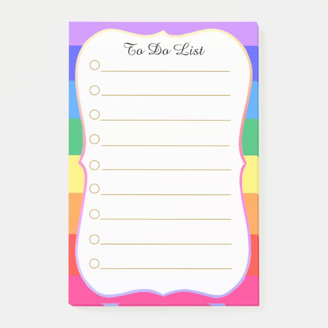 Personalised To Do List Rainbow Post-it Notes (Front)