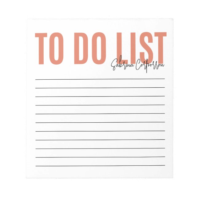 Personalised To Do List | Terra Cotta Notepad (Front)
