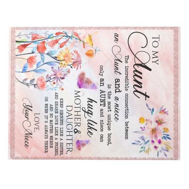 Personalised To My Aunt From Niece Notepad (Front)