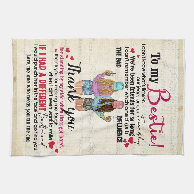 Personalised To My Bestie Blanket Tea Towel (Horizontal)