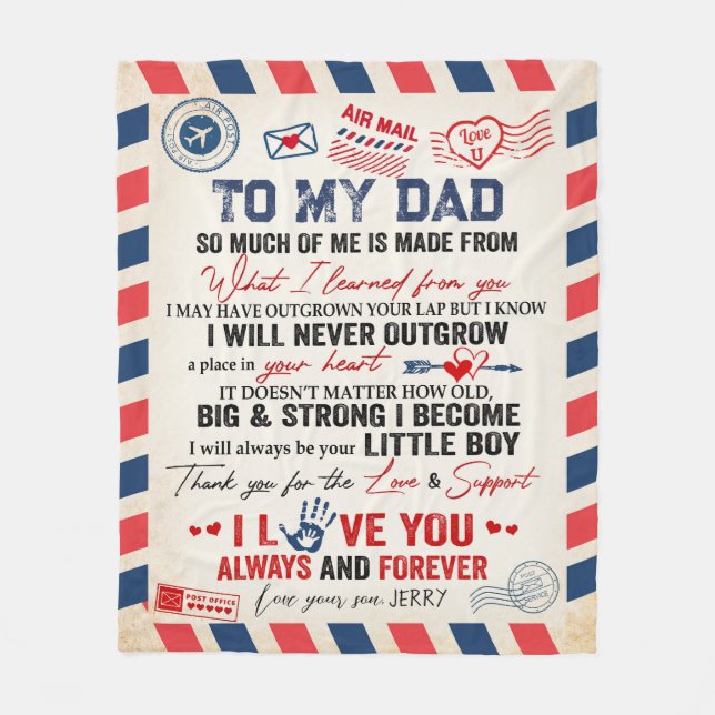 Personalised To My Dad Blanket From Son Air Mail  (Front)