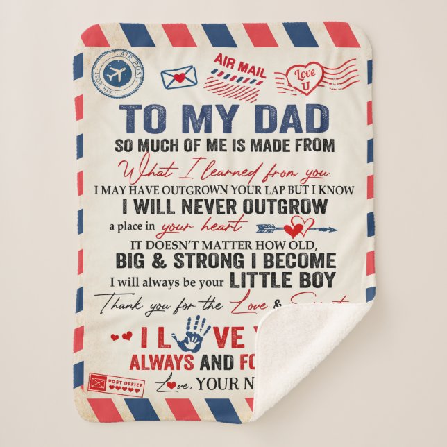 Personalised To My Dad Blanket From Son Air Mail  (Front)