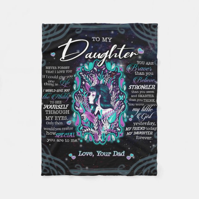 Personalised To My Daughter Blanket, Fleece Blanket (Front)