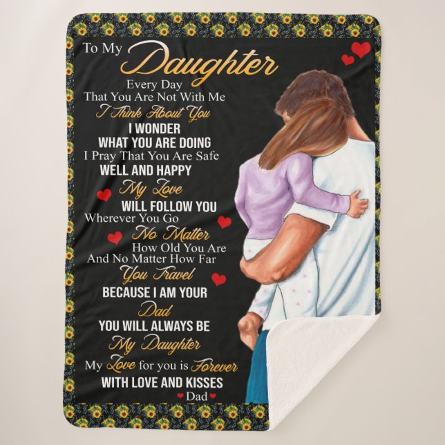 Personalised To My Daughter Blanket, Sherpa Blanket (Front)
