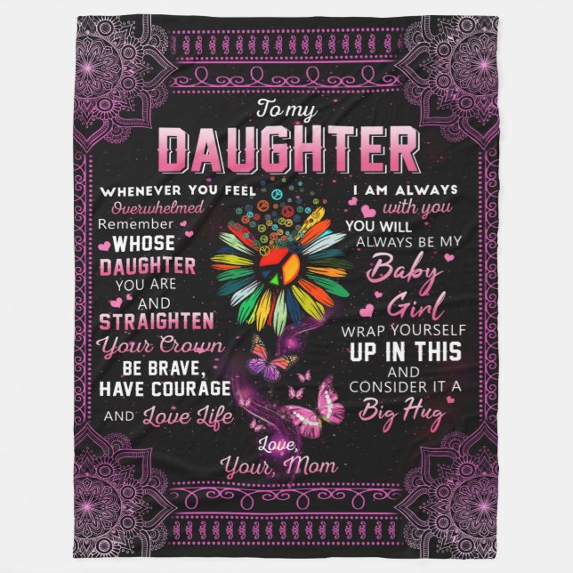 Personalised To My Daughter Butterfly Blanket, Fleece Blanket (Front)