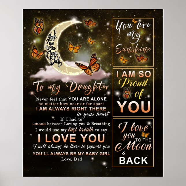 Personalised To My Daughter Butterfly From Dad Poster (Front)