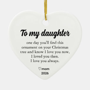 Personalised To My Daughter Christmas Heart Ceramic Tree Decoration