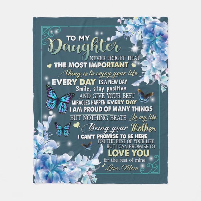 Personalised To My Daughter From Mum Butterfly Fleece Blanket (Front)