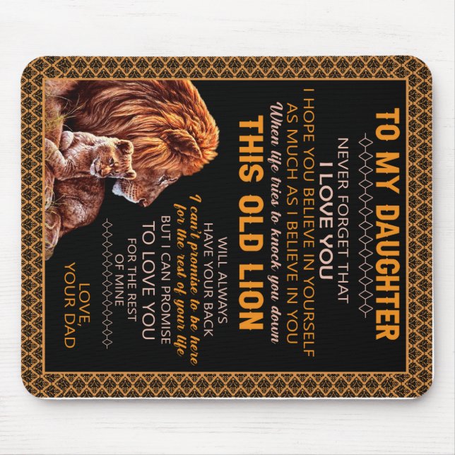 Personalised To My Daughter Lion Blanket Mouse Pad (Front)