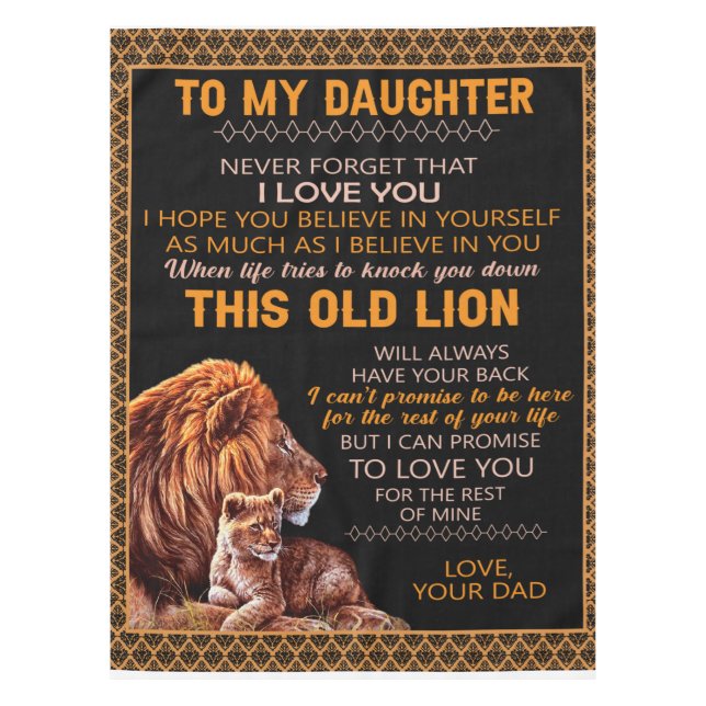 Personalised To My Daughter Lion Blanket Tablecloth (Front)