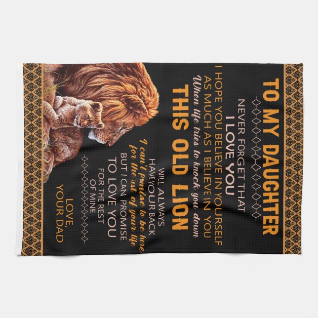 Personalised To My Daughter Lion Blanket Tea Towel (Horizontal)