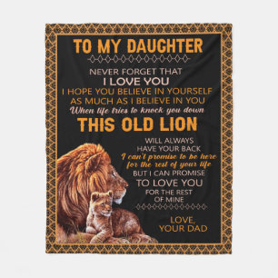 Personalised To My Daughter Lion Fleece Blanket