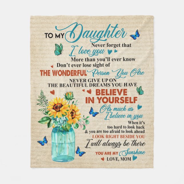 Personalised To My Daughter Love From Mum Fleece Blanket (Front)