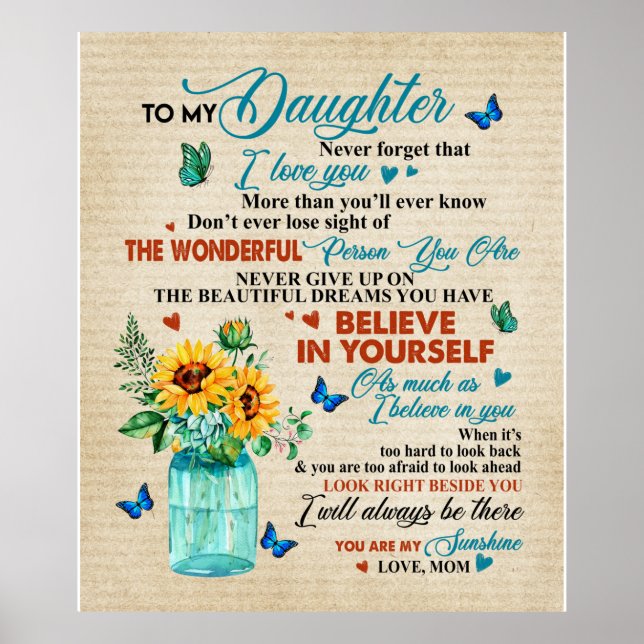 Personalised To My Daughter Love From Mum Poster (Front)