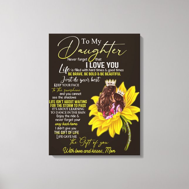 Personalised To My Daughter Love From Mum Sunflowe Canvas Print (Front)