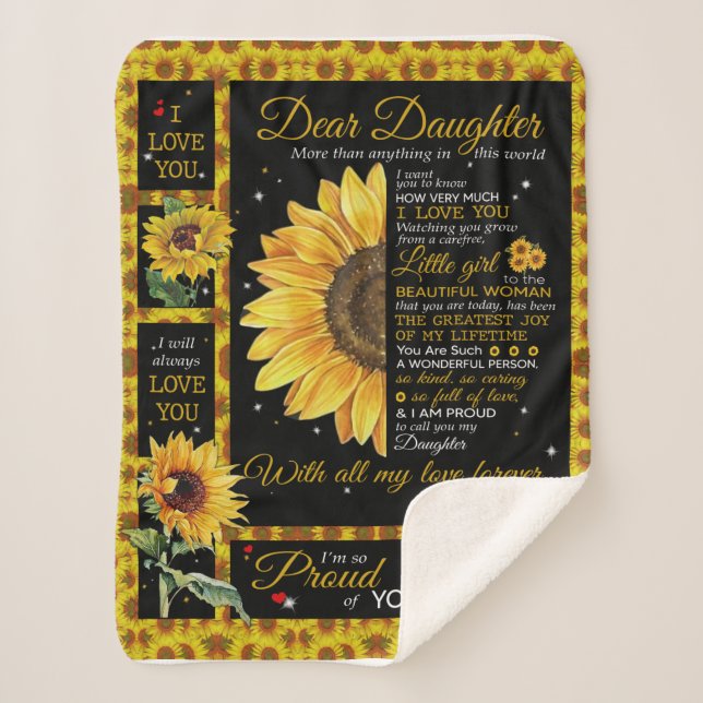 Personalised To My Daughter Love From Mum Sunflowe Sherpa Blanket (Front)