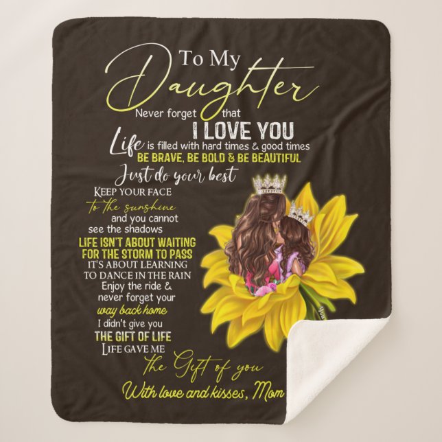 Personalised To My Daughter Love From Mum Sunflowe Sherpa Blanket (Front)