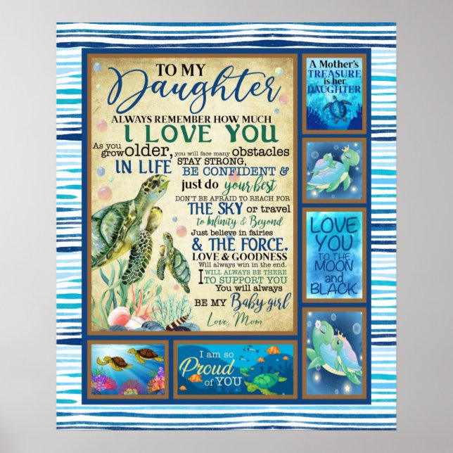 Personalised To My Daughter Love From Mum Turtle Poster (Front)