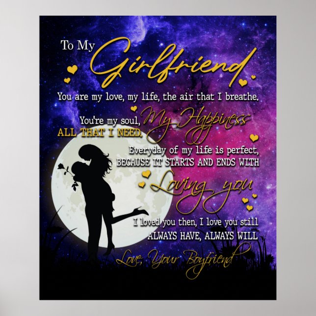 Personalised To My Girlfriend Blanket Poster (Front)