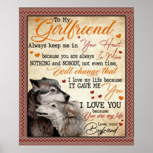 Personalised To My Girlfriend Wolf Blanket Poster