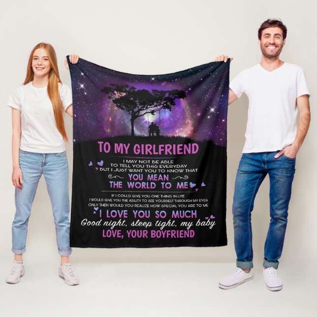 Personalised To My Girlfriend You Mean The World  Fleece Blanket (In Situ)
