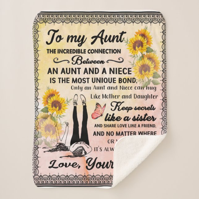 Personalised To My Gorgeous Aunt Sunflower Blanket (Front)