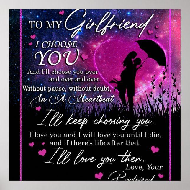 Personalised To My Gorgeous Girlfriend From Boyfri Poster (Front)