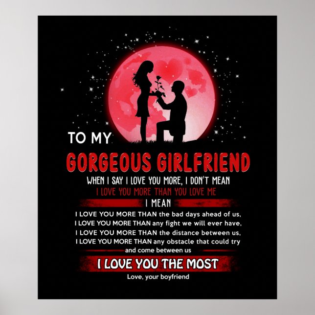 Personalised To My Gorgeous Girlfriend Poster (Front)