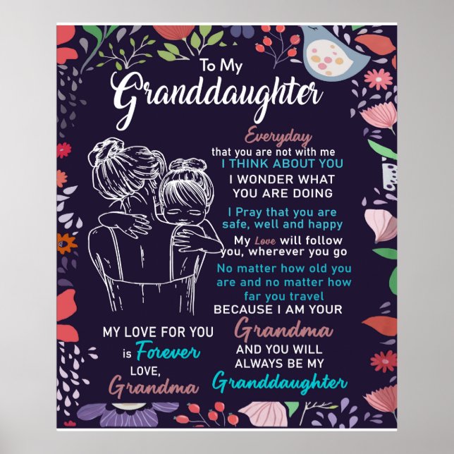 Personalised To My Granddaughter Blanket Poster (Front)