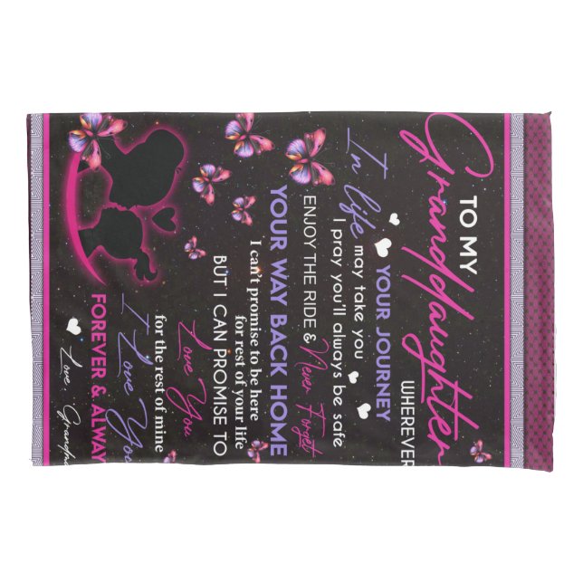 Personalised To My Granddaughter Butterfly Fleece Pillowcase (Front)