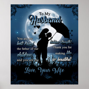 Personalised To My Husband Couple Under Moon Poster