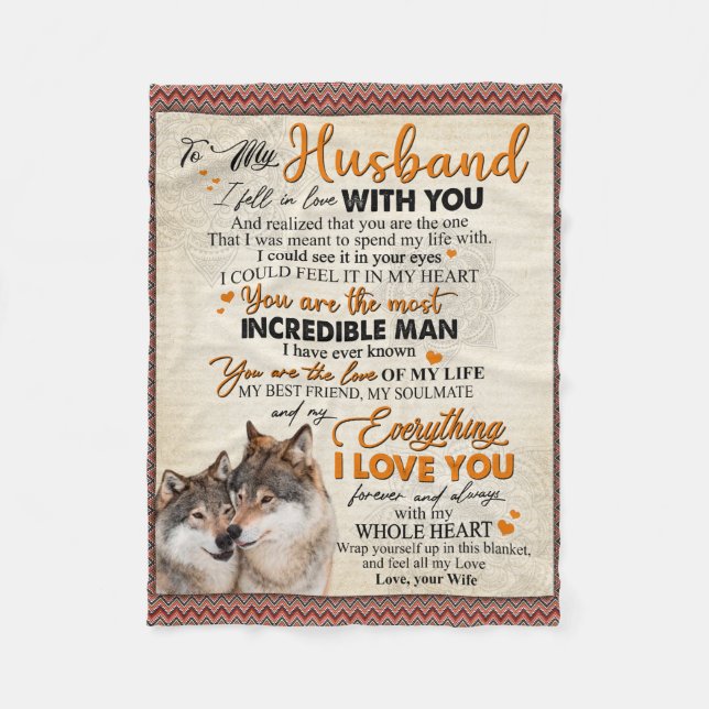 Personalised To My Husband From Wife Poster, Fleece Blanket (Front)