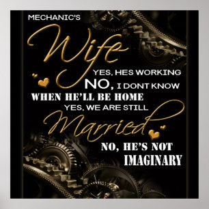 Personalised To My Mechanic's Wife, Married Blanke Poster