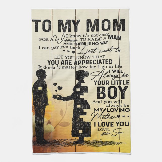 Personalised To My Mum From Son| Birthday Mum Gift Tea Towel (Vertical)