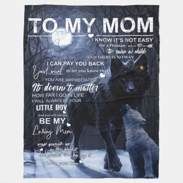 Personalised To My Mum From Son, Fleece Blanket (Front)