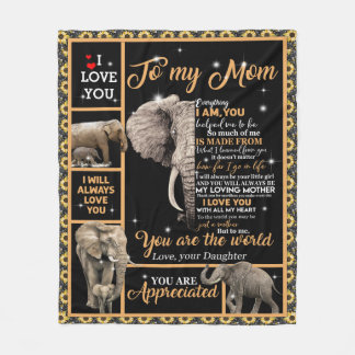 Personalised To My Mum Love From Daughter Elephant Fleece Blanket