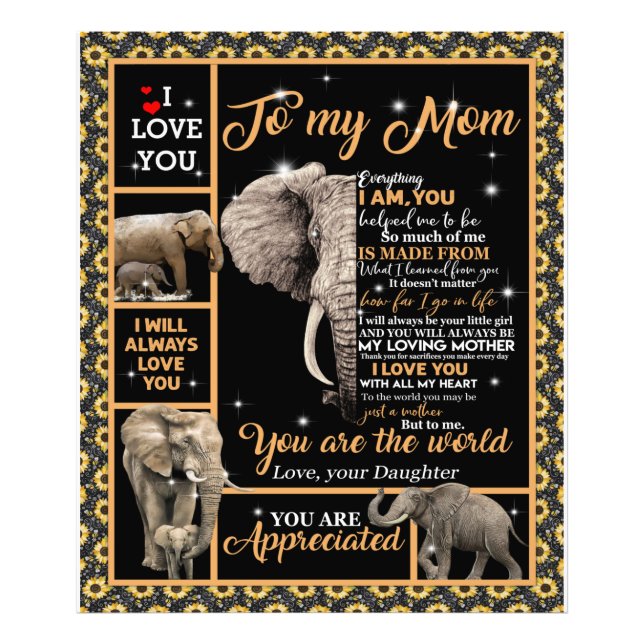 Personalised To My Mum Love From Daughter Elephant Photo Print (Front)