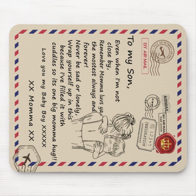 Personalised To My Son, Letter From Mum Blanket Mouse Pad (Front)