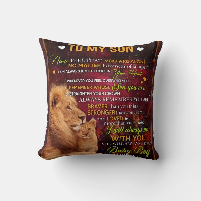 Personalised To My Son Lion, Love Letter From Dad Cushion (Front)