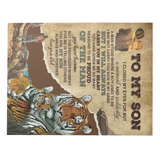 Personalised To My Son Tiger, Love Letter From Dad Notepad (Front)